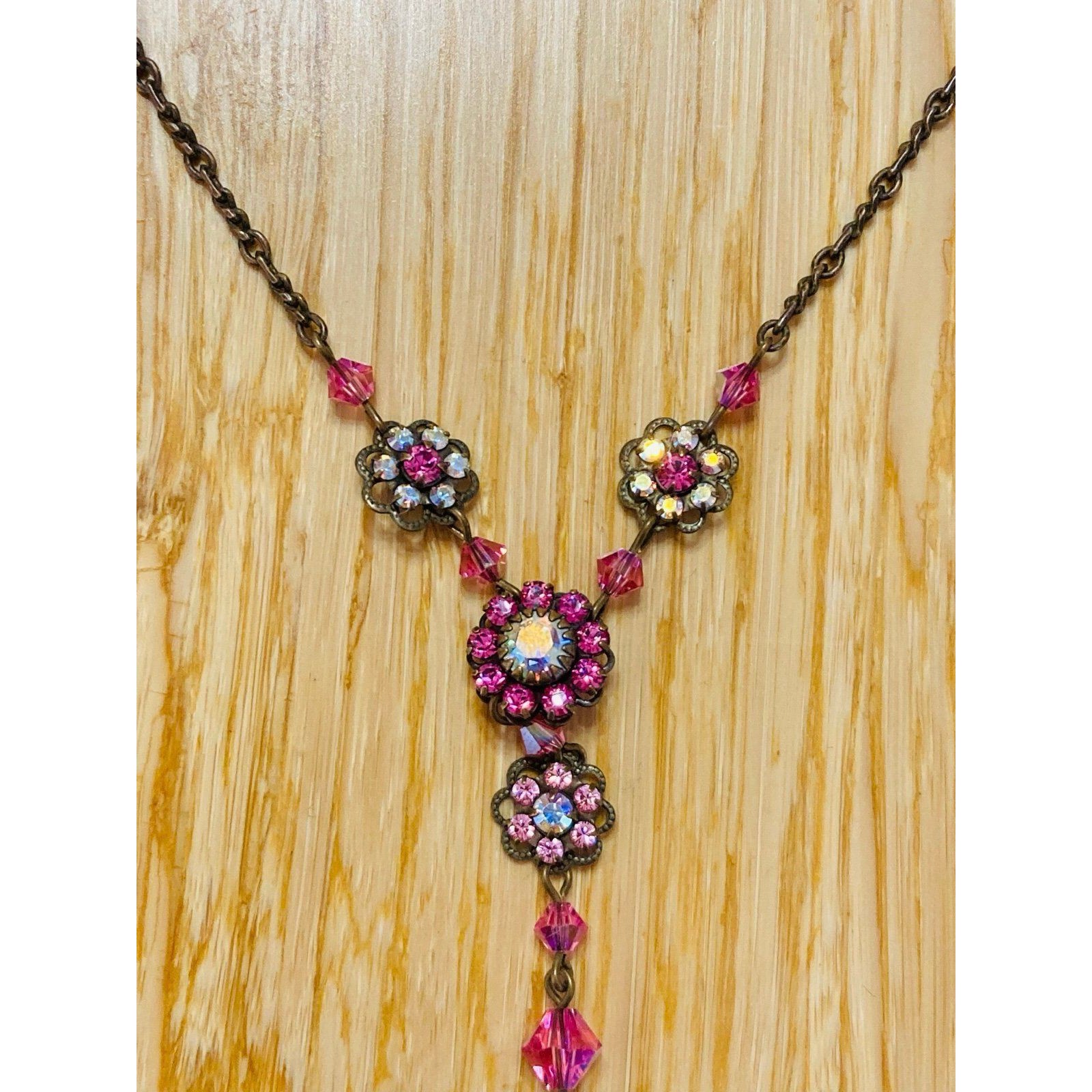 Liz Paiacios S.F Pink Swarovski Crystal Necklace